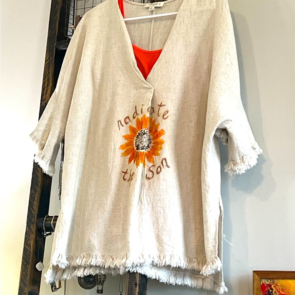 XL handpainted boho top